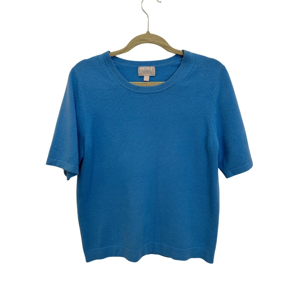 Pure Collection 100% Cashmere Short Sleeve Sweater Blue Size 12/ L